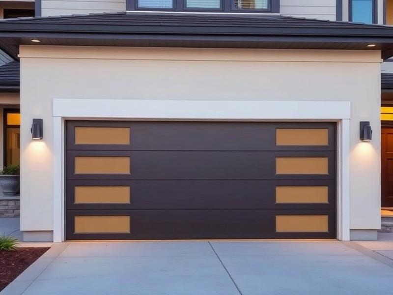 Contemporary garage door installation on modern home